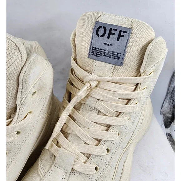 Off-White Hiker High Top Sneakers Men's 11US Beige Lace Up Closure - Picture 4 of 15